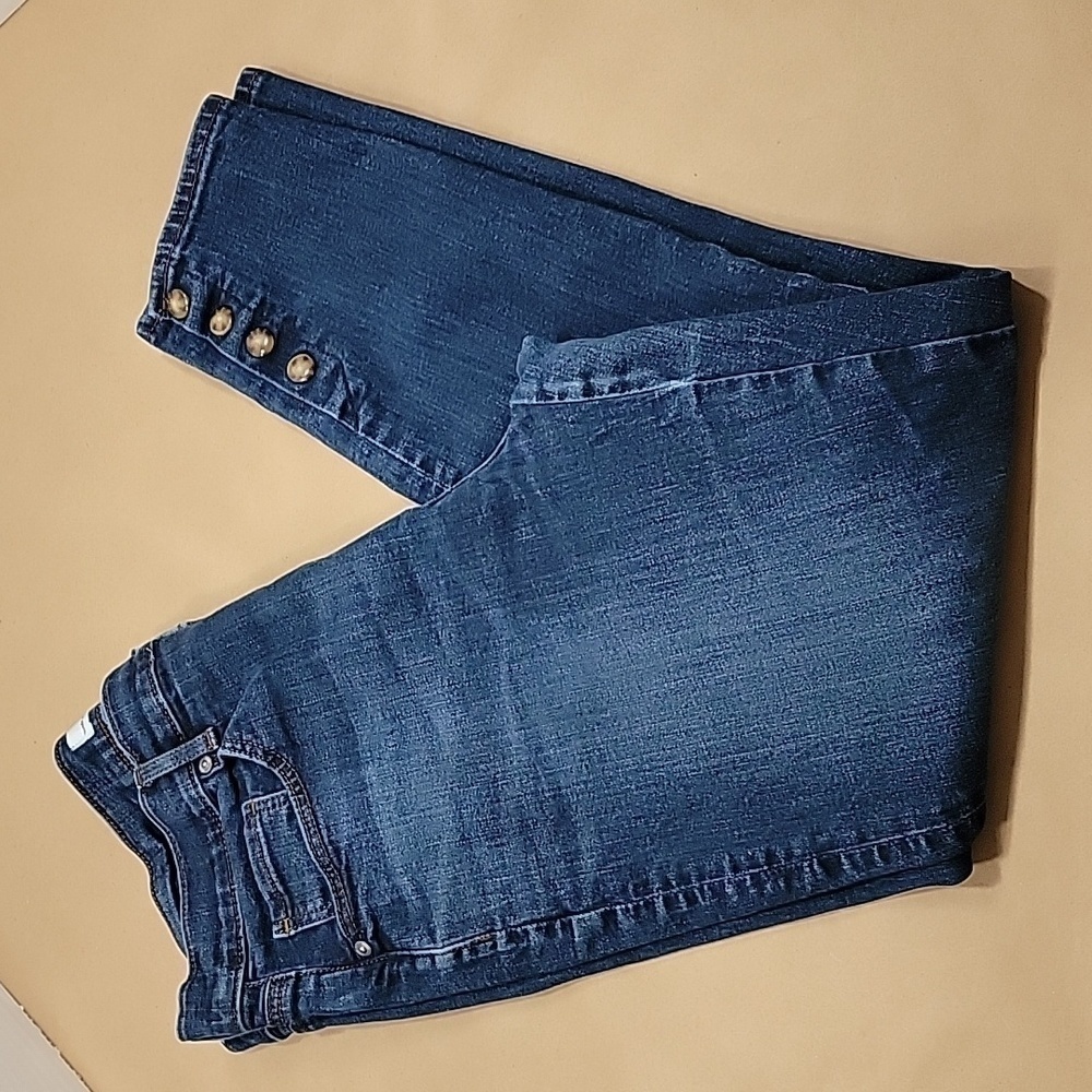 LOFT Size 31 / 12 Dark Wash Skinny Denim High Rise Ankle Snap Jeans